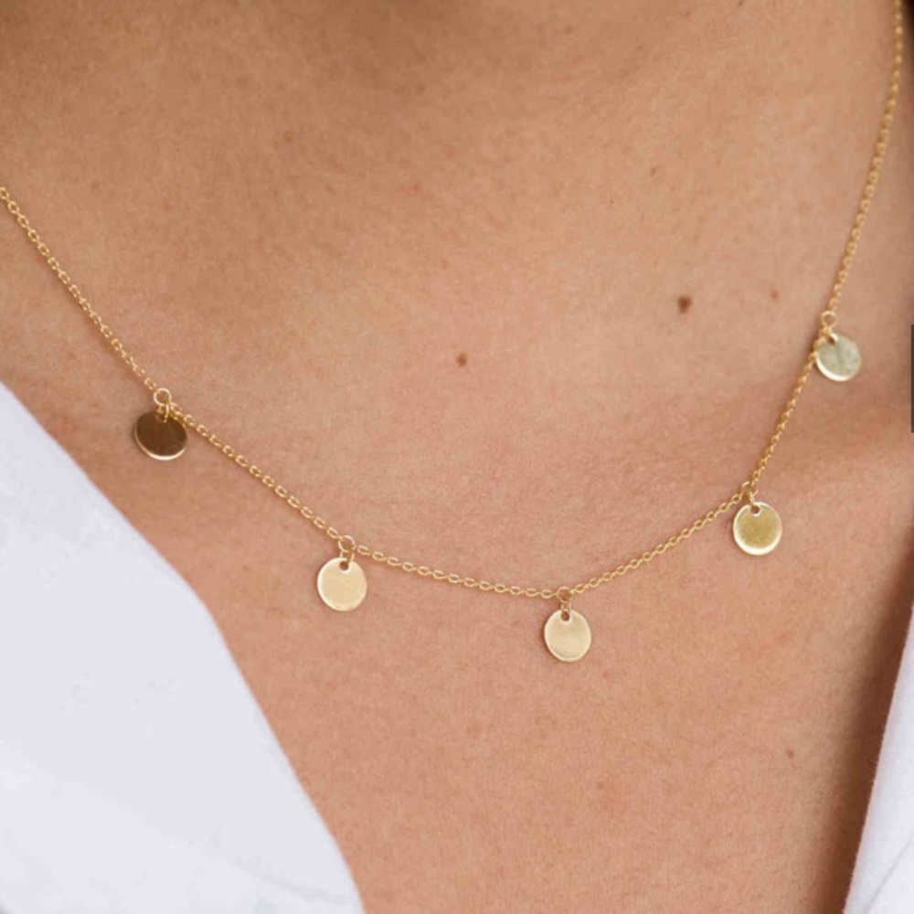 14k Gold Fringe Disc Necklace